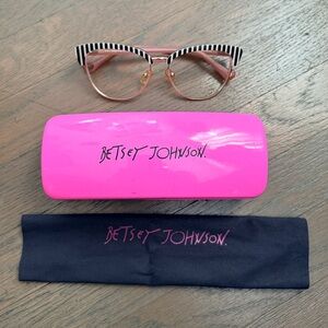 Betsey Johnson Punch striped cat eye retro Eyeglasses